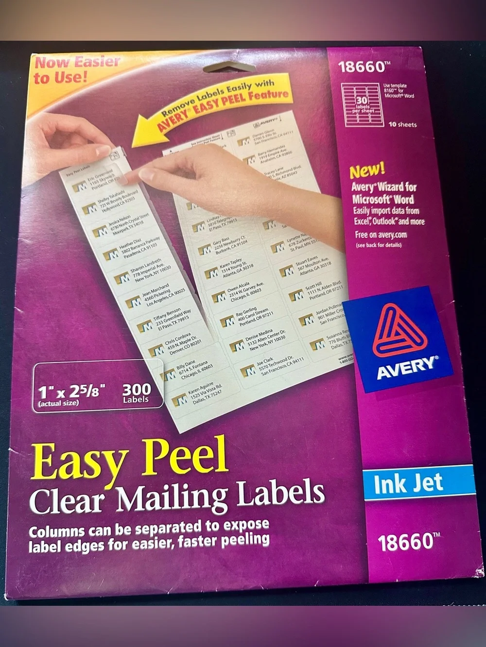 Lot of 2 Avery 18660 Clear Easy Peel Inkjet Address Labels NEW & SEALED
